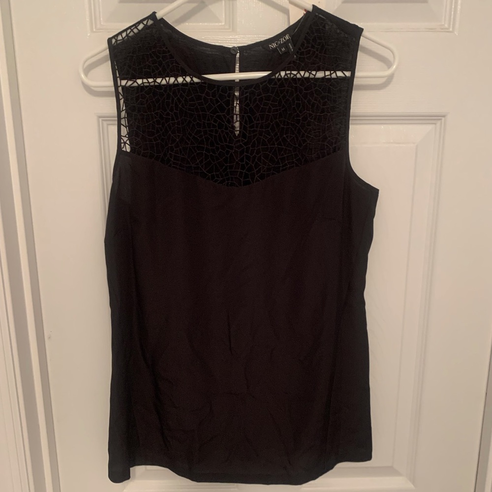 NIC+ZOE Black Embroidery Detailed Sleeveless Blouse